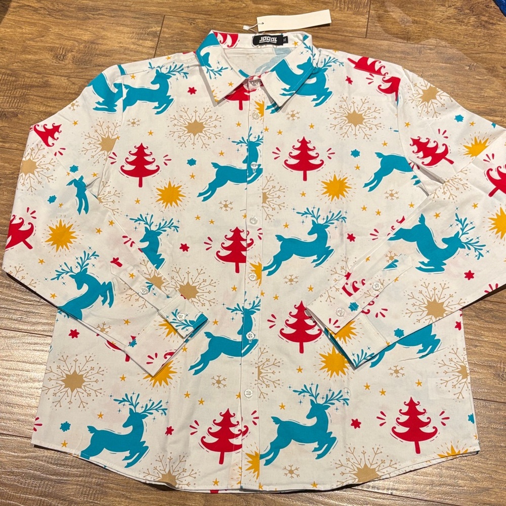 Festive Patterned Men's Casual Button Down Shirt